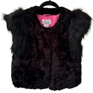 Skaist Taylor x Target x Neiman Marcus, Faux Fur Vest, Black with Pink Lining, L